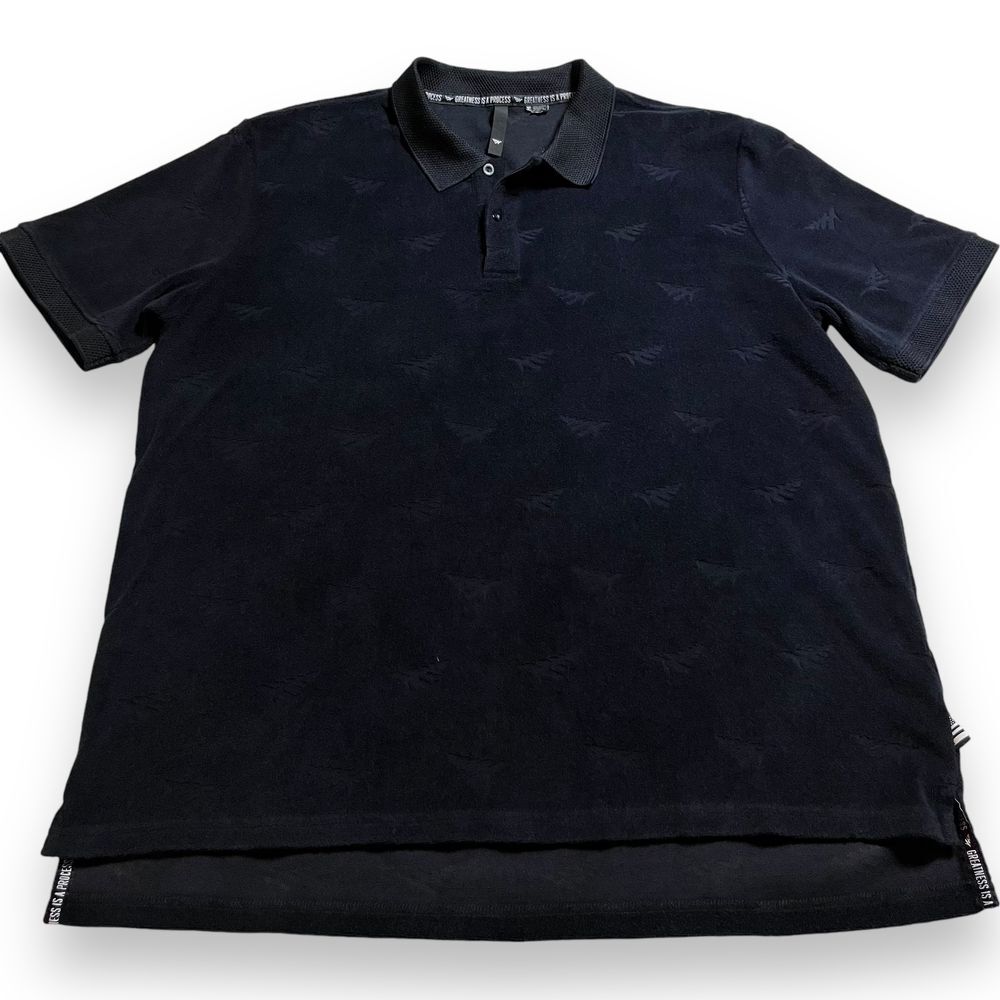 Paper Planes RARE Black Jacquard Terry‎ Polo Shirt Men's XL EUC
